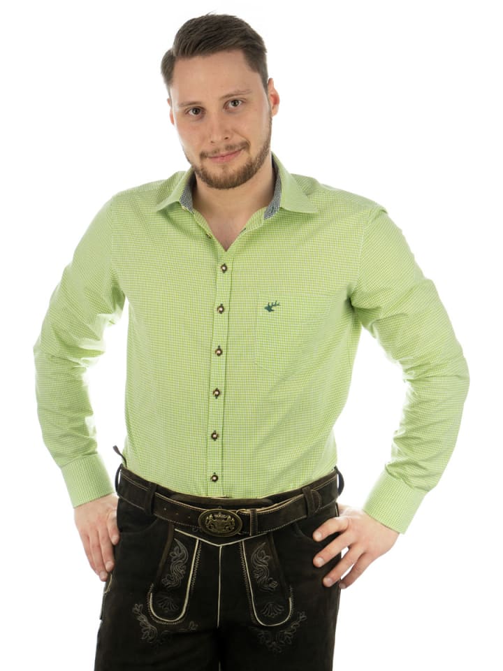 OS-Trachten Trachtenhemd Wacodu in giftgrün günstig kaufen