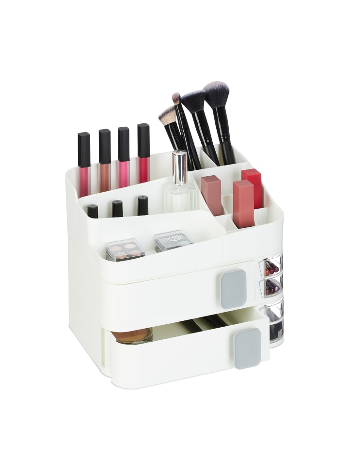 relaxdays Make Up Organizer in Weiß - (B)26 x (H)21,5 x (T)21 cm günstig kaufen onesize