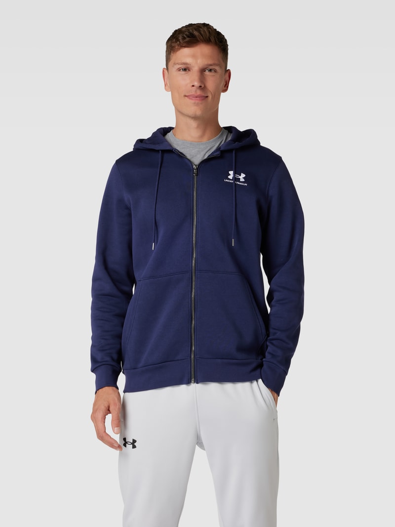 Sweatjacke mit Label-Print in marineblau