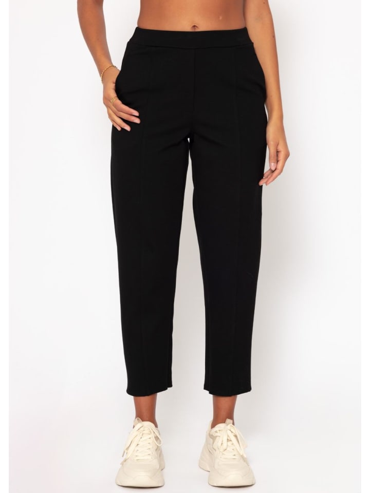 SASSYCLASSY Jersey Chinos mit Ziernaht in Schwarz günstig kaufen