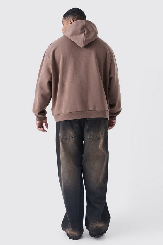 Plus kastiger Oversize Hoodie mit Borg-Applikation