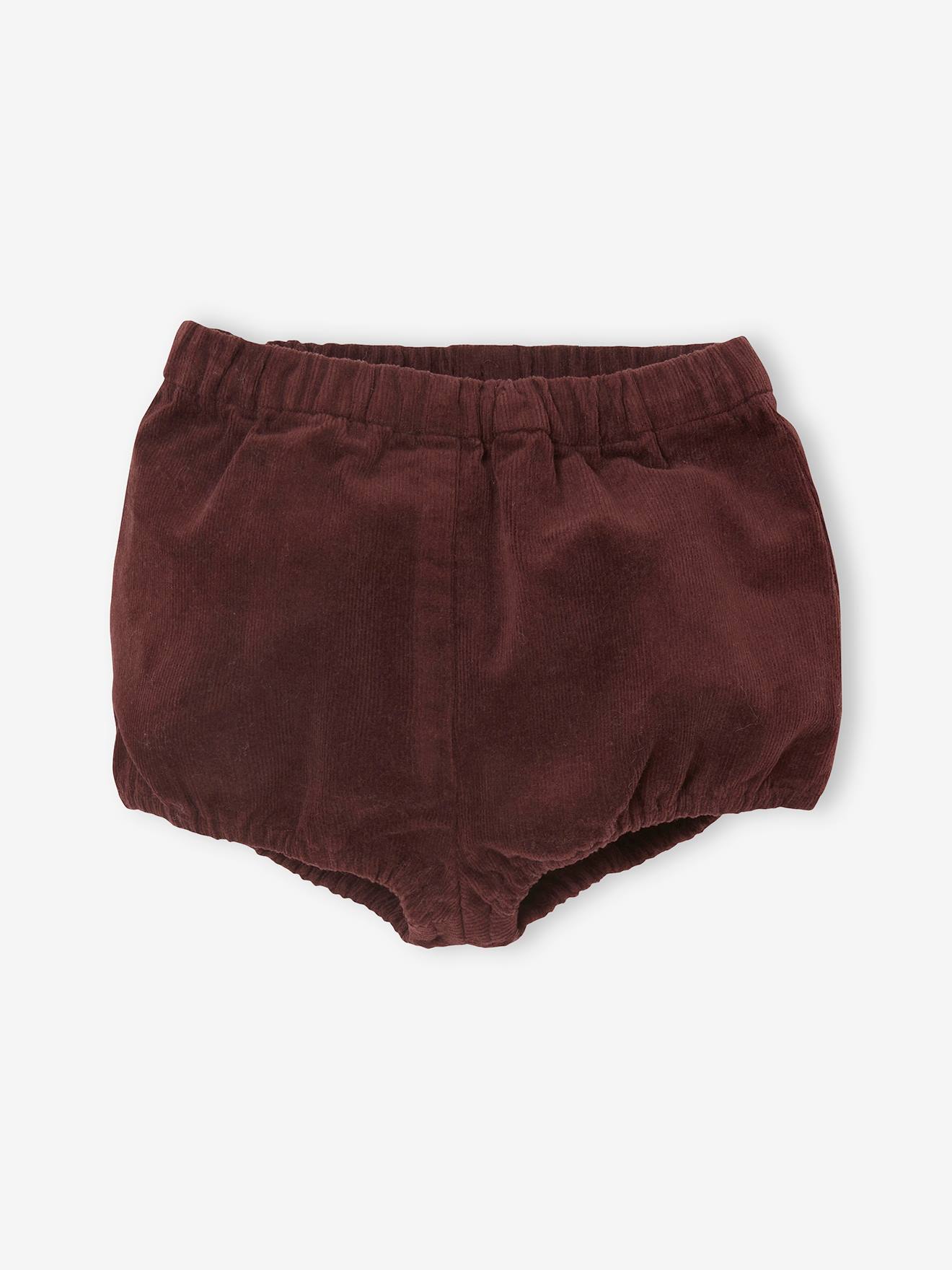 Vertbaudet 2er-Pack Mädchen Baby Shorts, Cord - bordeaux/beige bedruckt