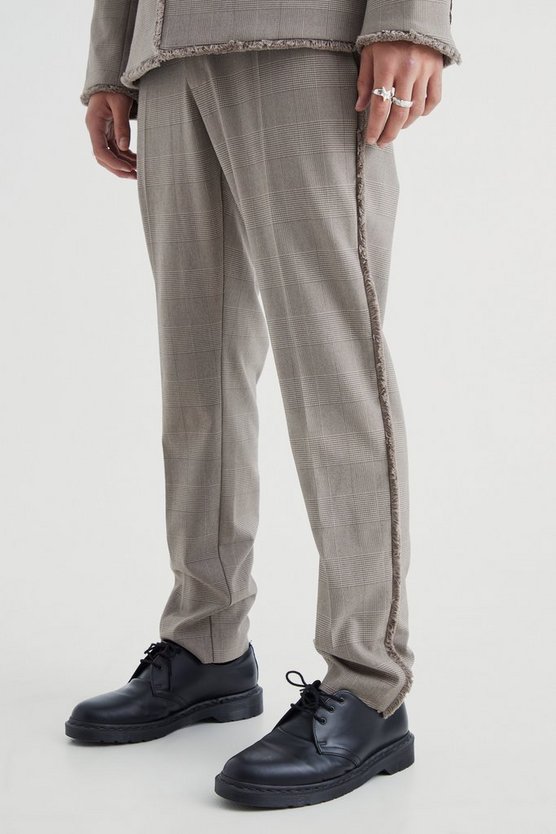 Smarte karierte Slim-Fit Hose mit Rissen