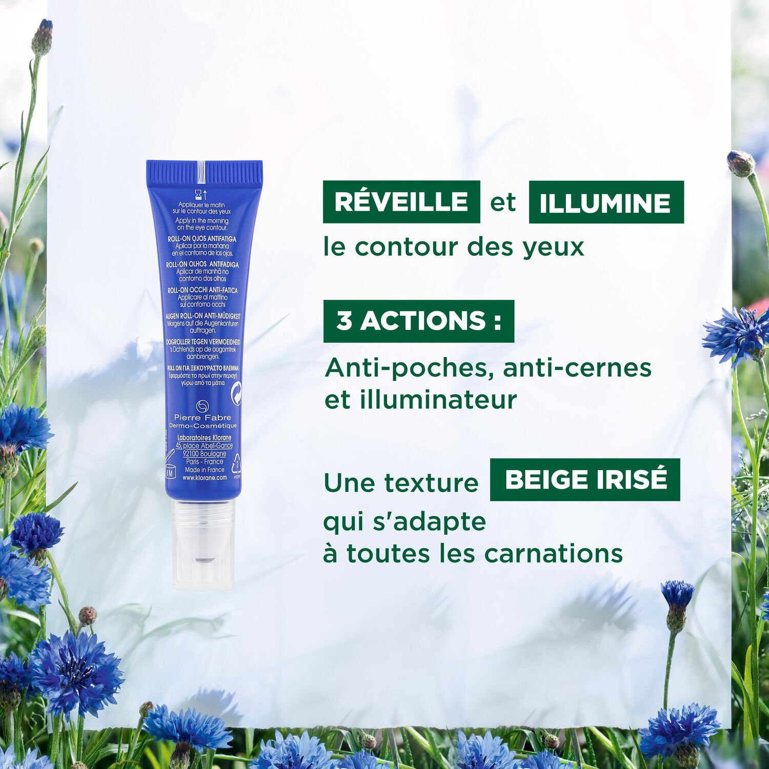 Klorane Roll-on Défatiguant Yeux Au Bleuet 15 ml