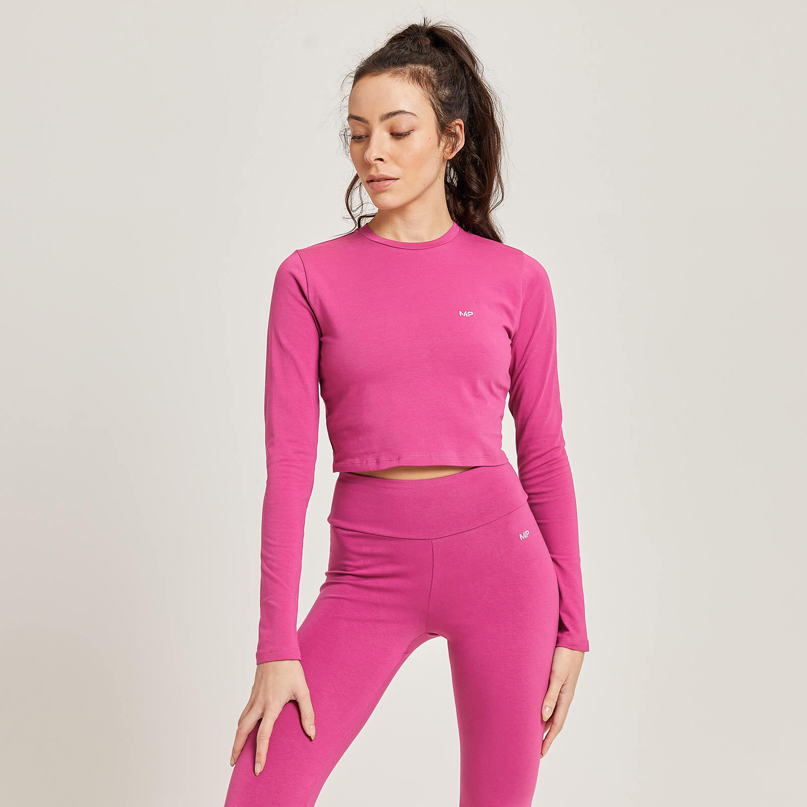 T-shirt court à manches longues MP Body Fit pour femmes – Sangria