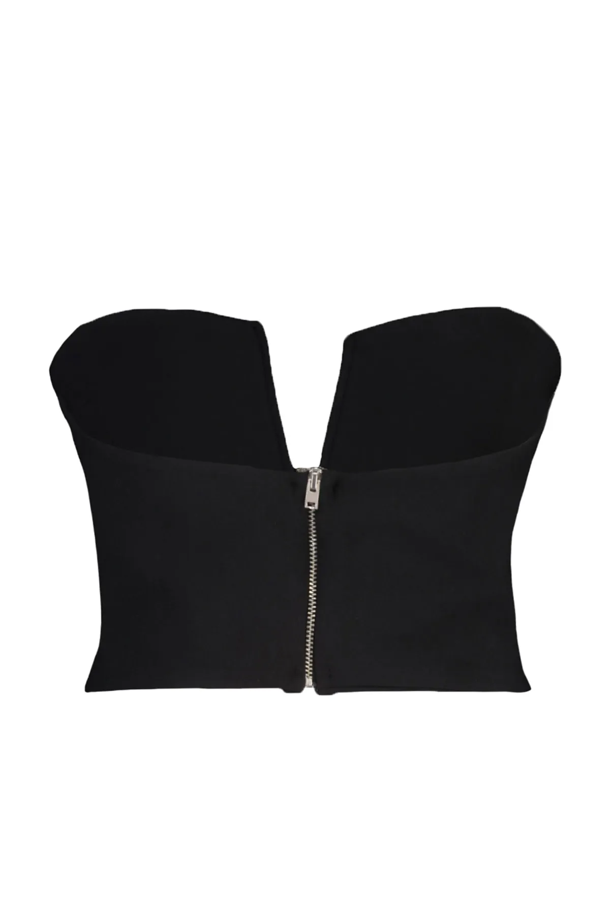 Trendyol Collection  Schwarzes, bauchfreies, gefüttertes Bustier aus Webstoff TPRSS22BS0065
