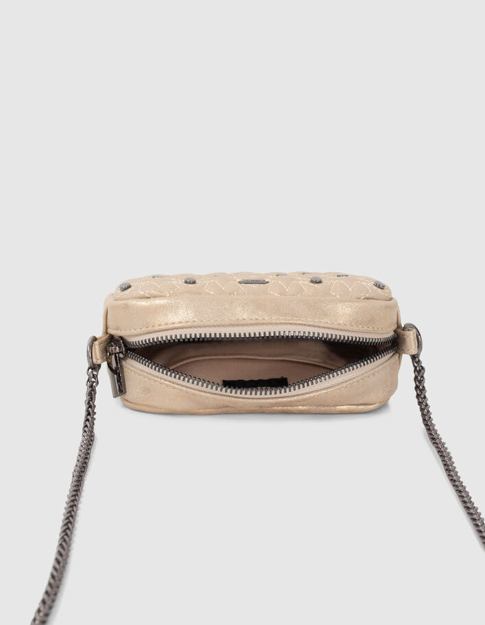 Sac à main doré métallisé et clouté fille