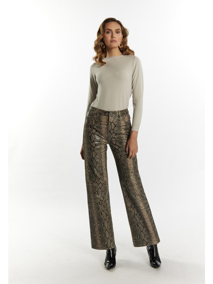 faina Lederhose in Beige Schlange günstig kaufen