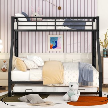 Flieks Etagenbett, Metallbett mit ausziehbarem Bett 90x200cm/140x200cm/90x190cm