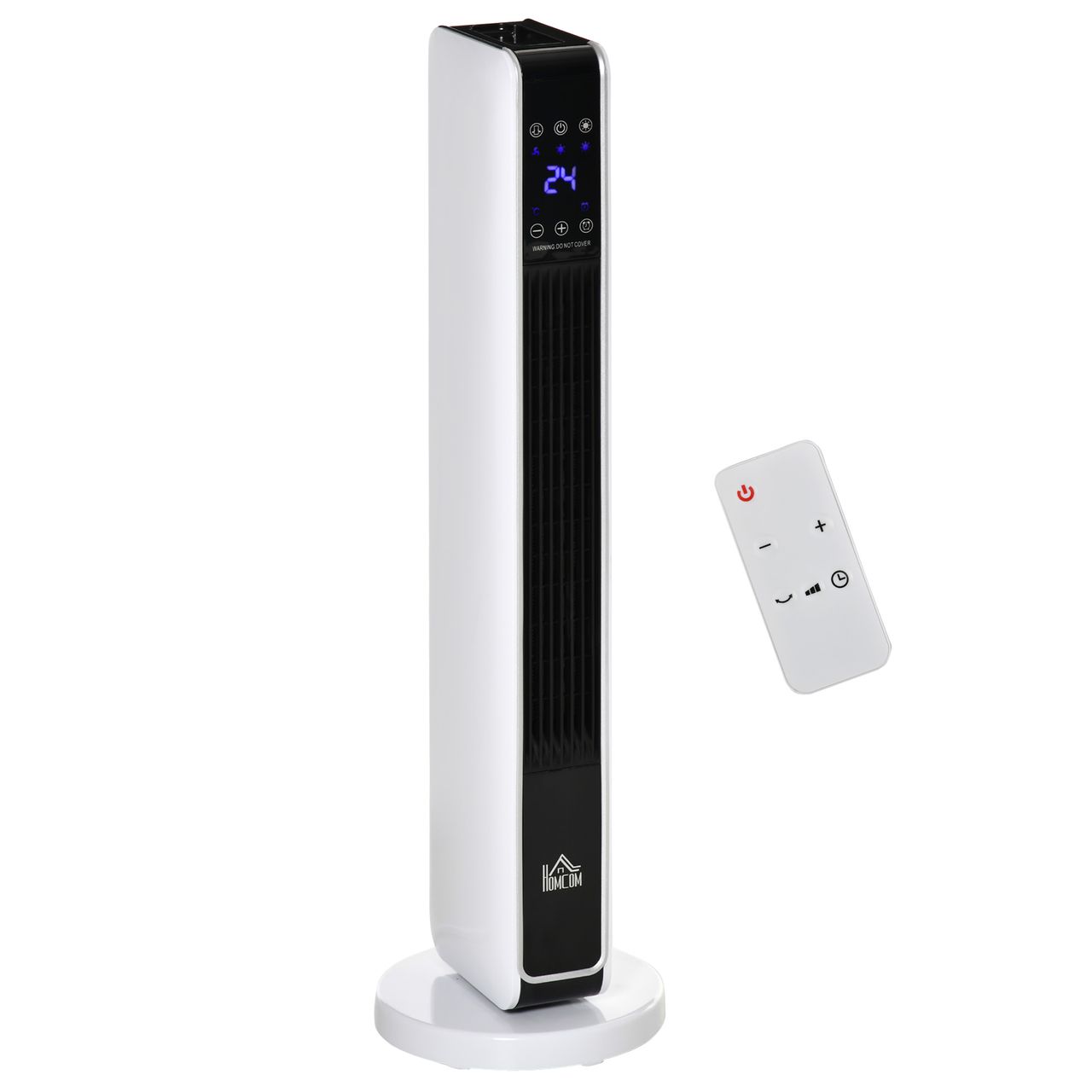 HOMCOM Heizgerät Heizlüfter 2200W Elektroheizer Keramik Heizturm mit Fernbedienung 8-Stunden-Timer Oszillation Heizer Heizung ABS PA Weiß Schwarz 21 x 21 x 73 cm