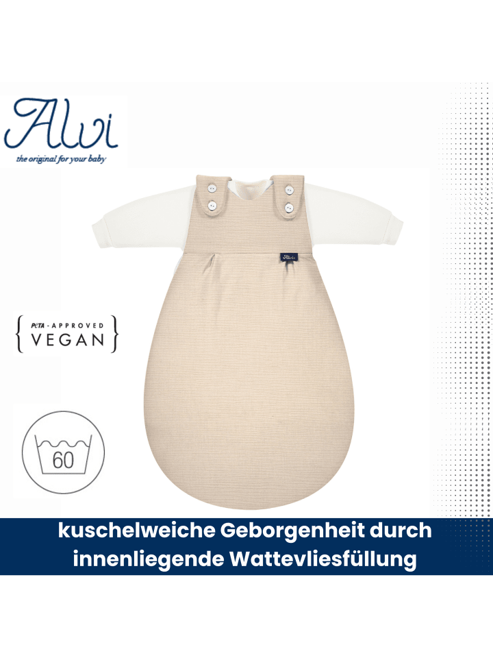 Alvi 4-Season Mull-Schlafsack Baby Mäxchen 2tlg. Exklusiv in Natur günstig kaufen