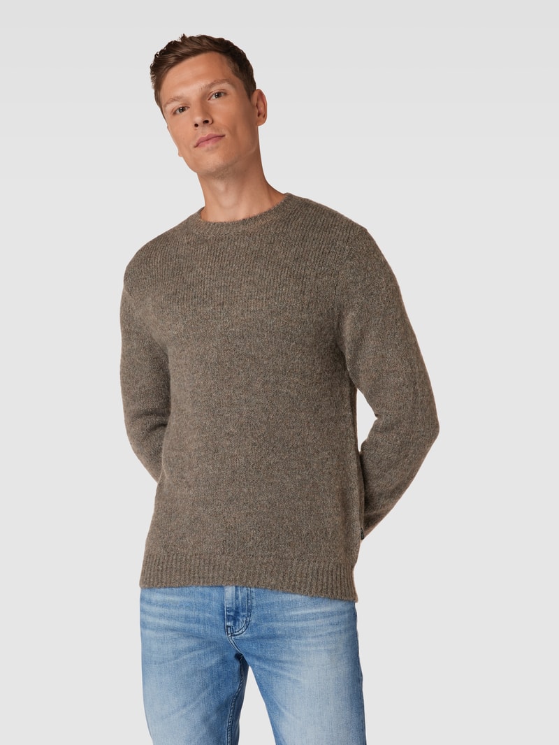 Strickpullover mit Rundhalsausschnitt Modell 'Karl' in hellbraun