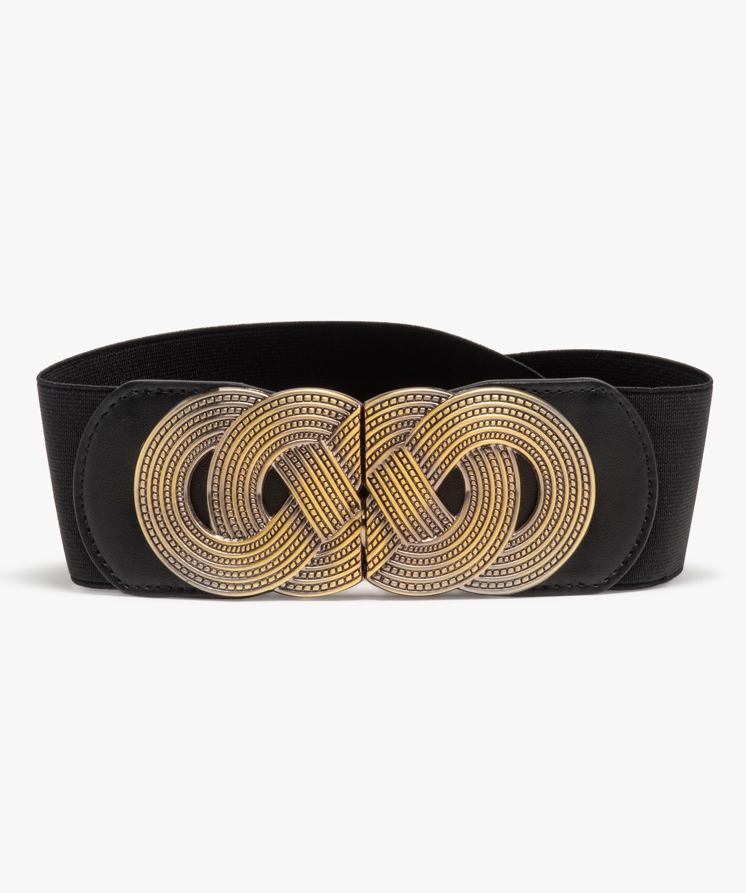 Ceinture large élastique avec boucle fantaisie en métal femme noir | GEMO