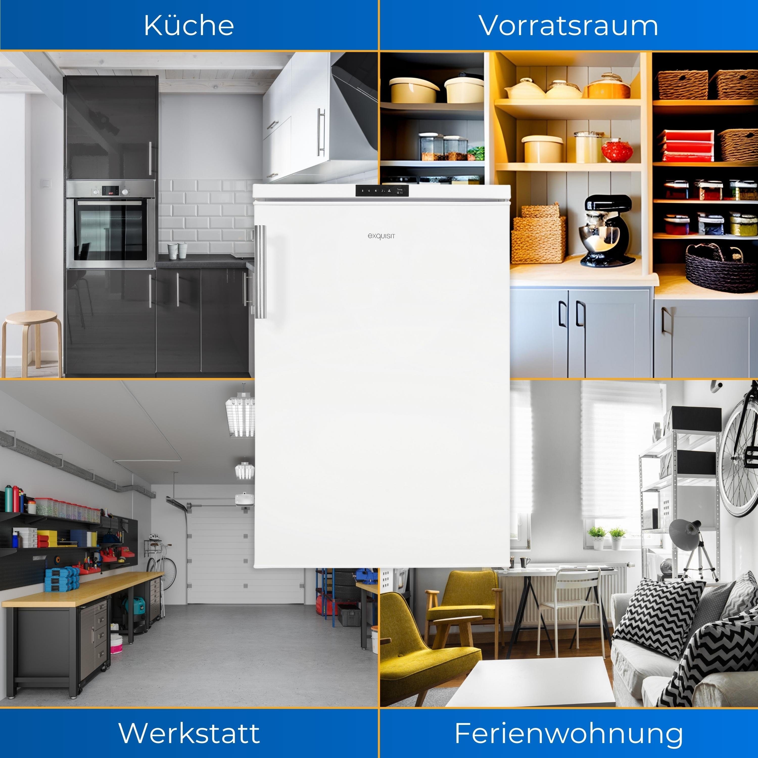 exquisit Vollraumkühlschrank KS16-V-HE-011D, 85 cm hoch, 56 cm breit, kompakt mit digitaler Temperaturanzeige und Handgriff