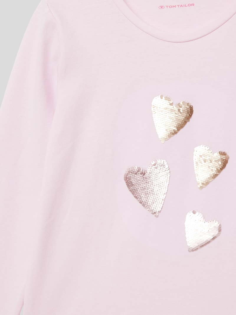 Longsleeve mit Paillettenbesatz in hellrosa
