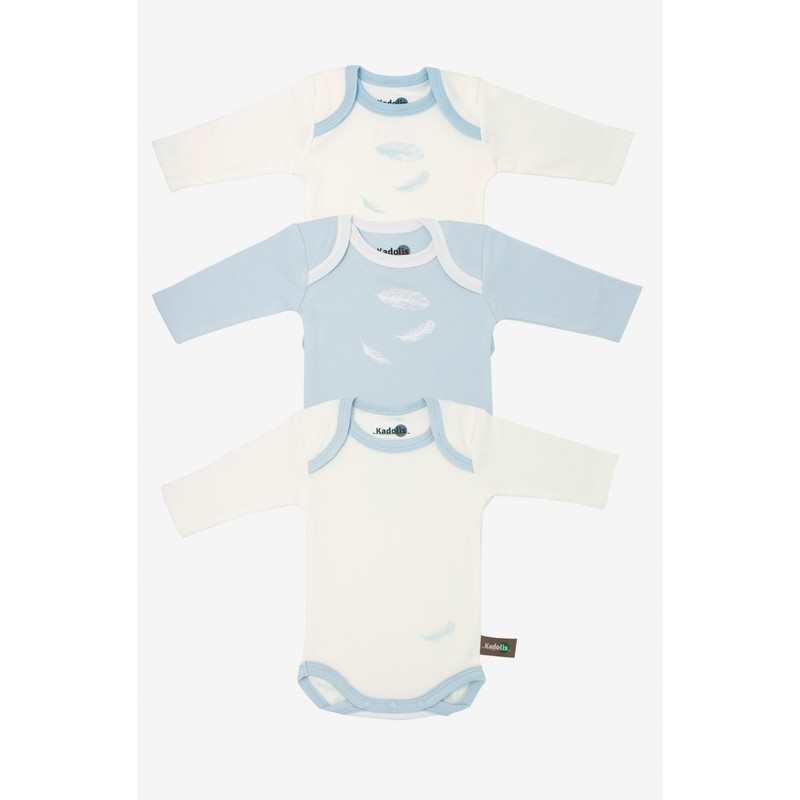 Lot de 3 Body manches longues en Coton Bio à motifs plumes