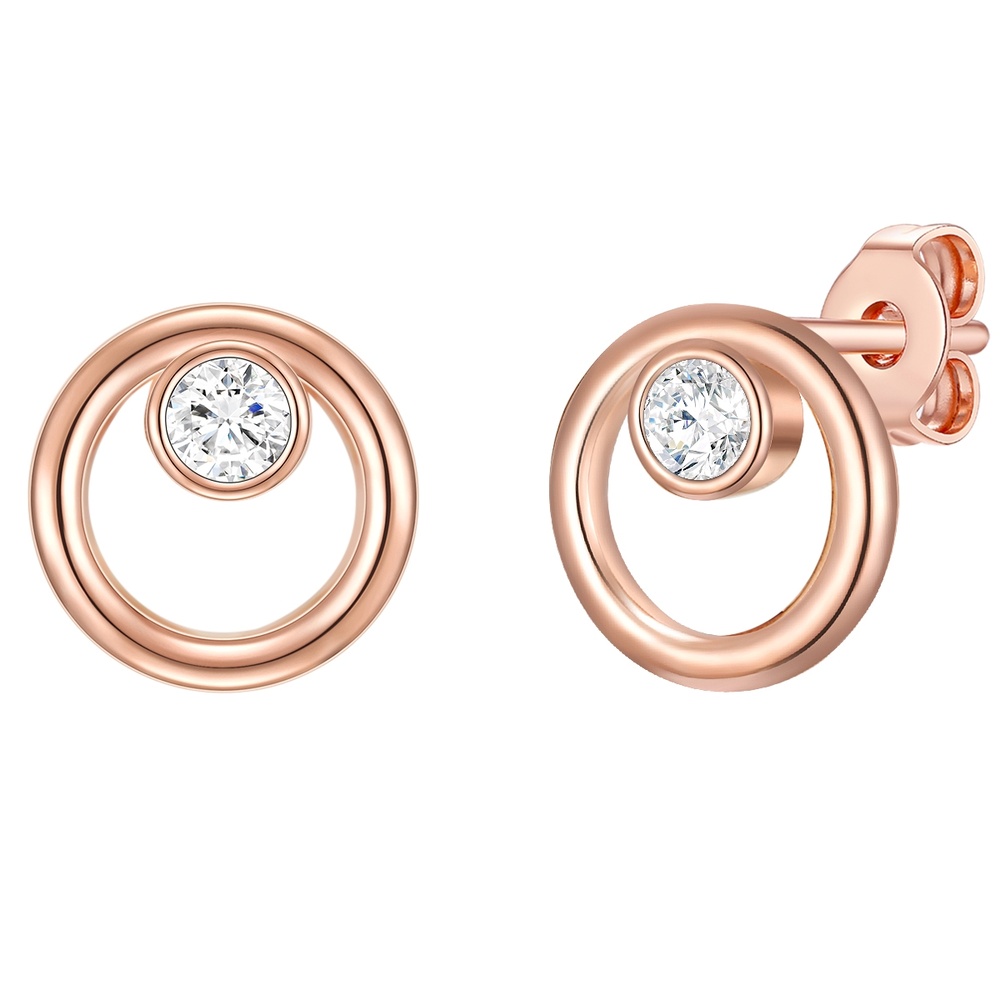 Rafaela Donata Puces d'oreilles en argent Argent sterling Oxyde de zirconium (CZ) en Or rose Boucles d'oreilles