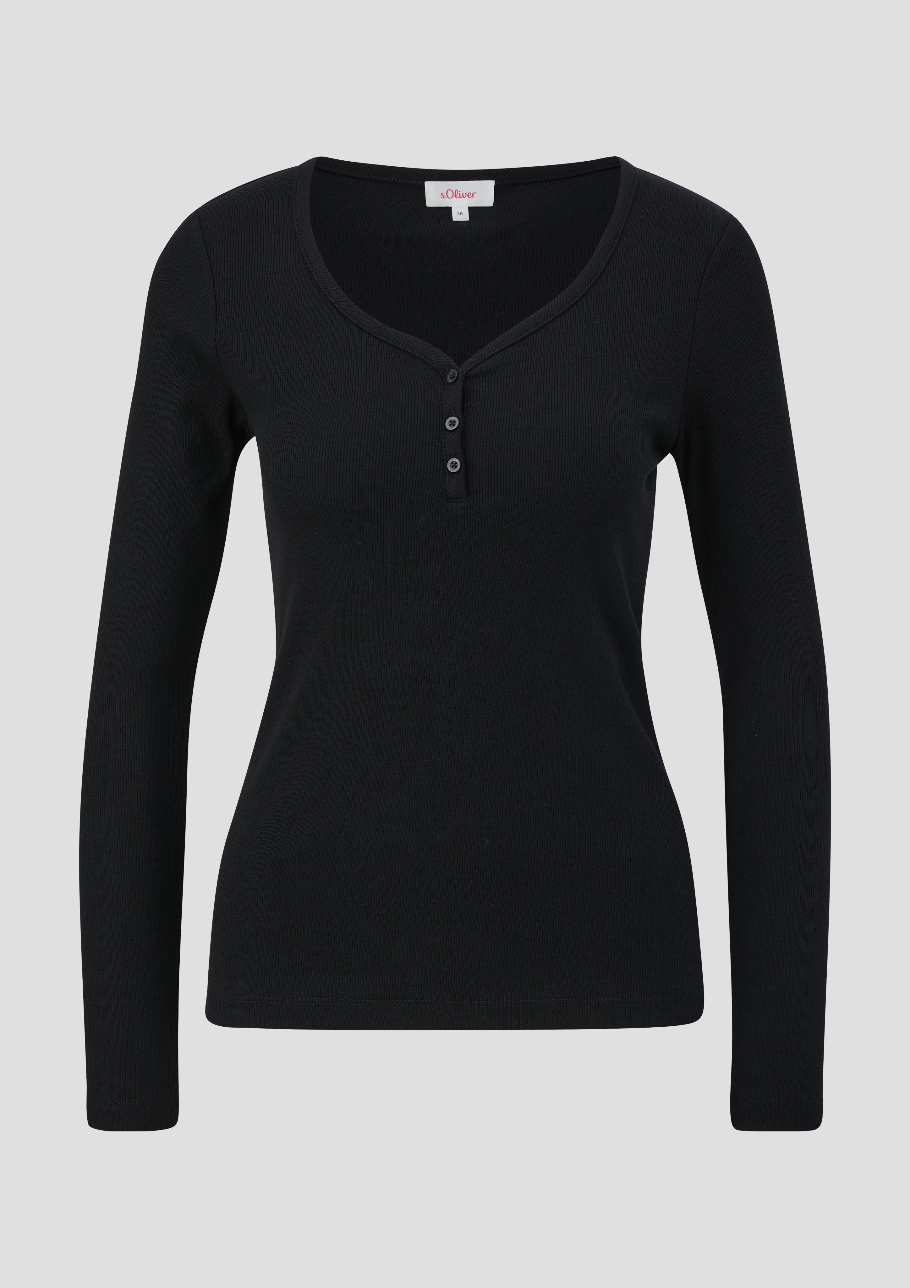 Rippshirt mit Knopfleiste  2145528-9999