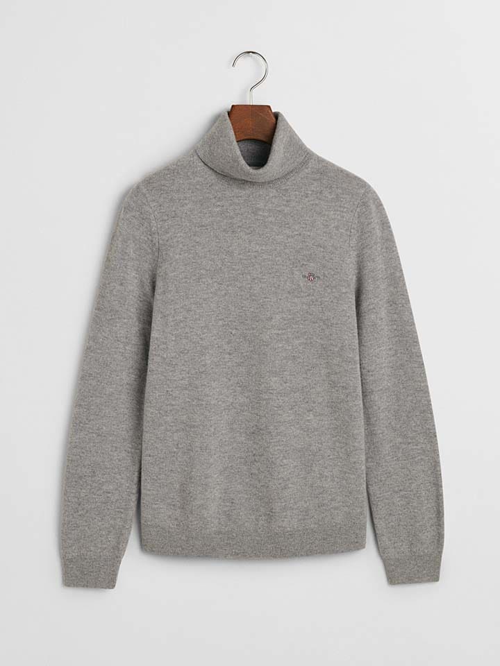 Gant Wollrollkragenpullover in Grau günstig kaufen