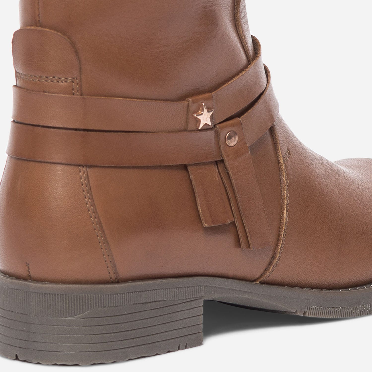 Botte camel en cuir à double bride