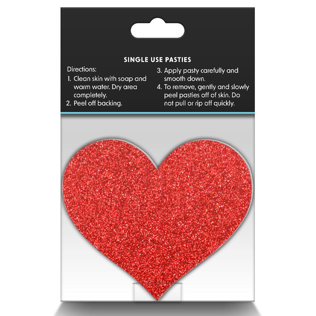 NS Novelties Brustwarzenabdeckung 2 Paar Nippelpasties Herze Glitzer Nippelsticker - rot, silber