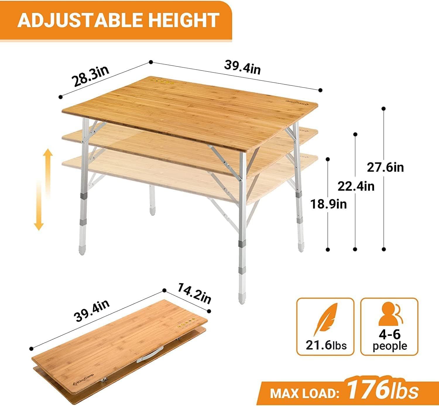 KingCamp 2-Folding Bamboo Tisch
