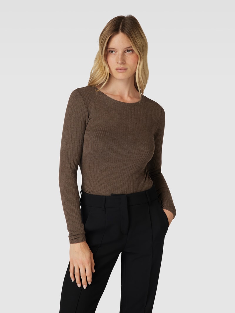 Strickpullover mit Strukturmuster Modell 'Sulikko' in dunkelbraun
