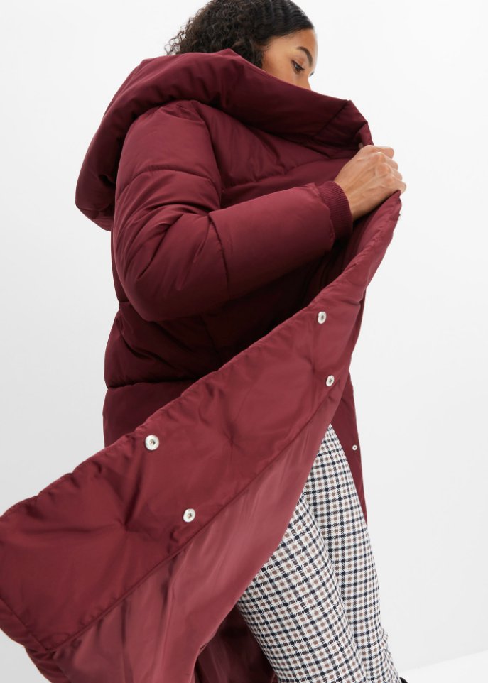 Wattierter Oversize-Mantel mit Kapuze, aus recyceltem Polyester