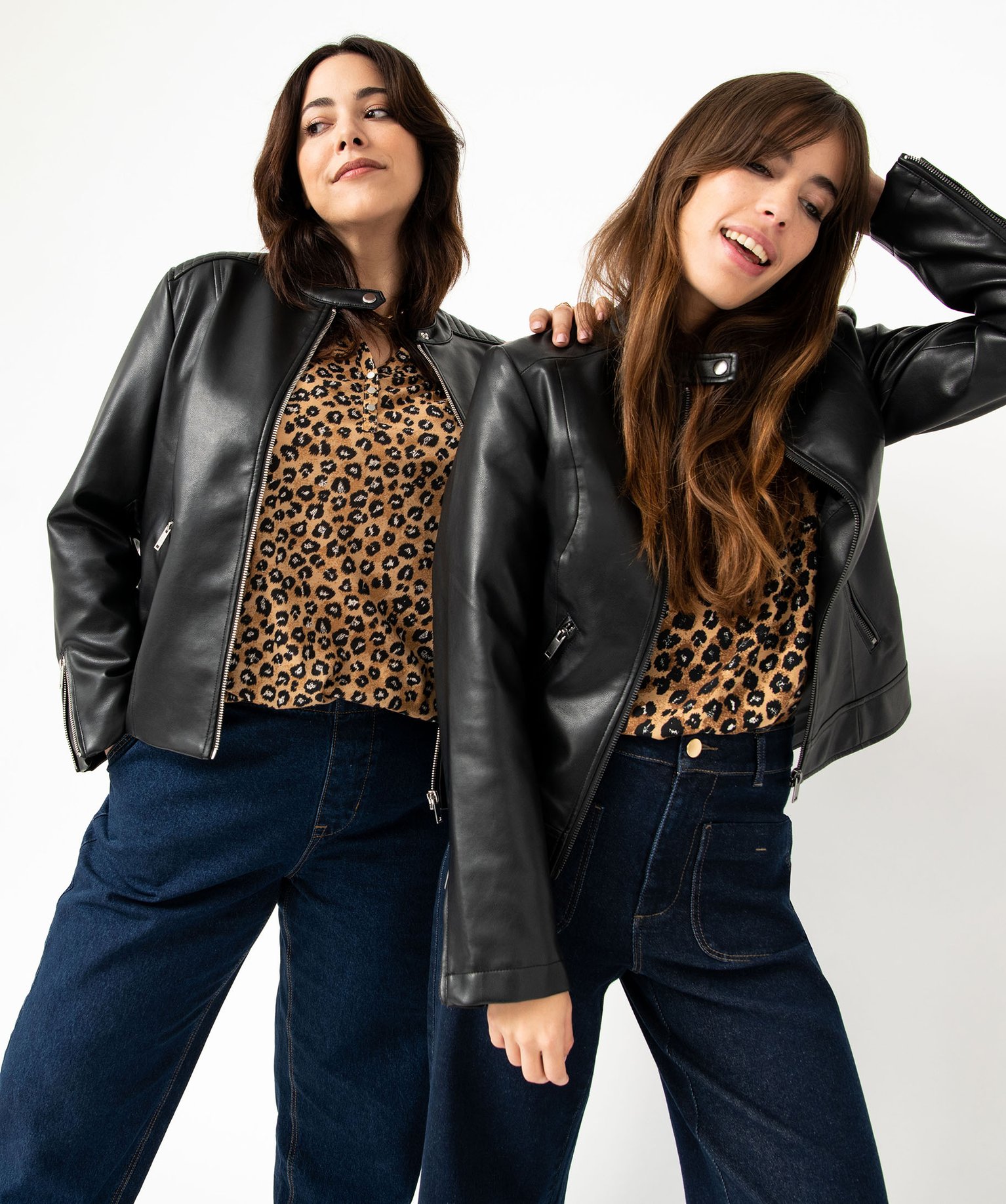 Blouson esprit biker avec zips femme noir | GEMO