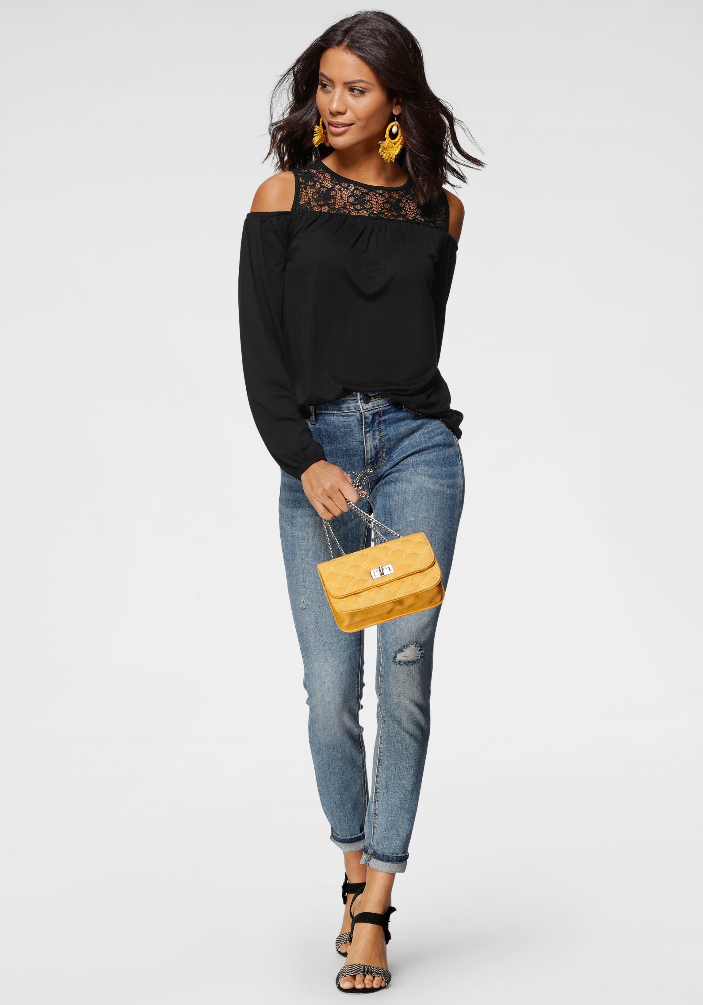Laura Scott Langarmshirt mit Spitze