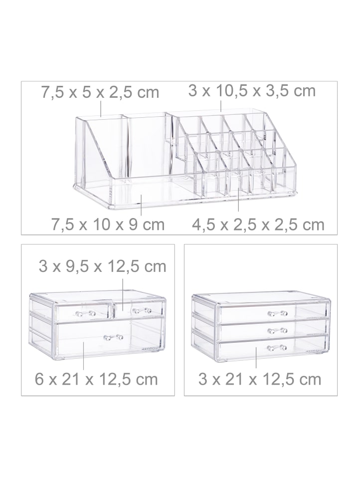 relaxdays 2x Kosmetikorganizer in Transparent günstig kaufen onesize