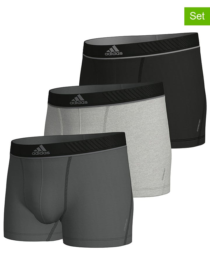 adidas 3er-Set: Boxershorts in Schwarz/ Grau/ Anthrazit günstig kaufen
