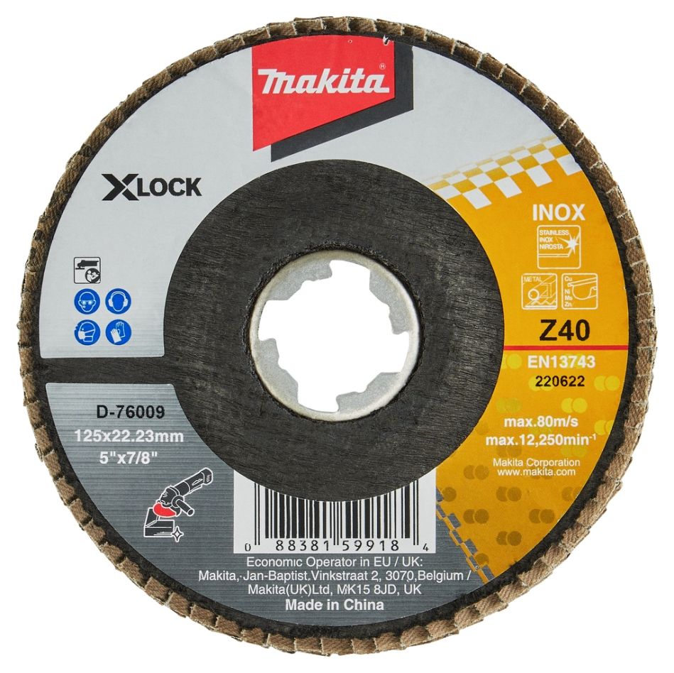 Disc de șlefuit lamelar Makita Accessories D-76009 X-LOCK 125 mm Z40
