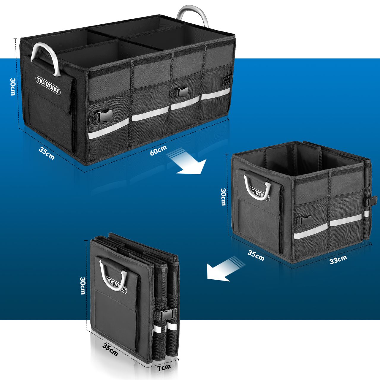 Casaria monzana® Kofferraumtasche Schwarz 60x35x30cm