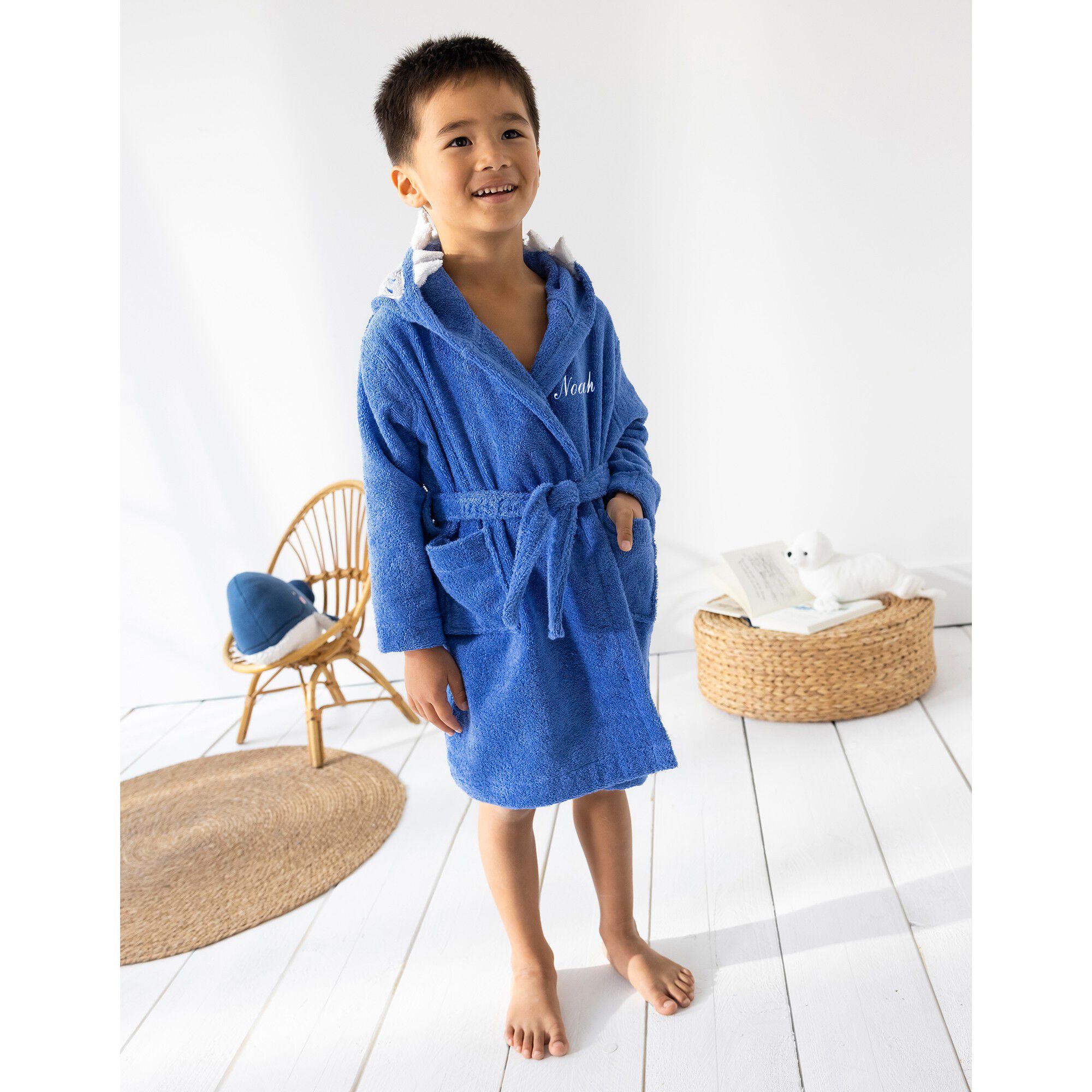 Peignoir de bain enfant à capuche requin personnalisable