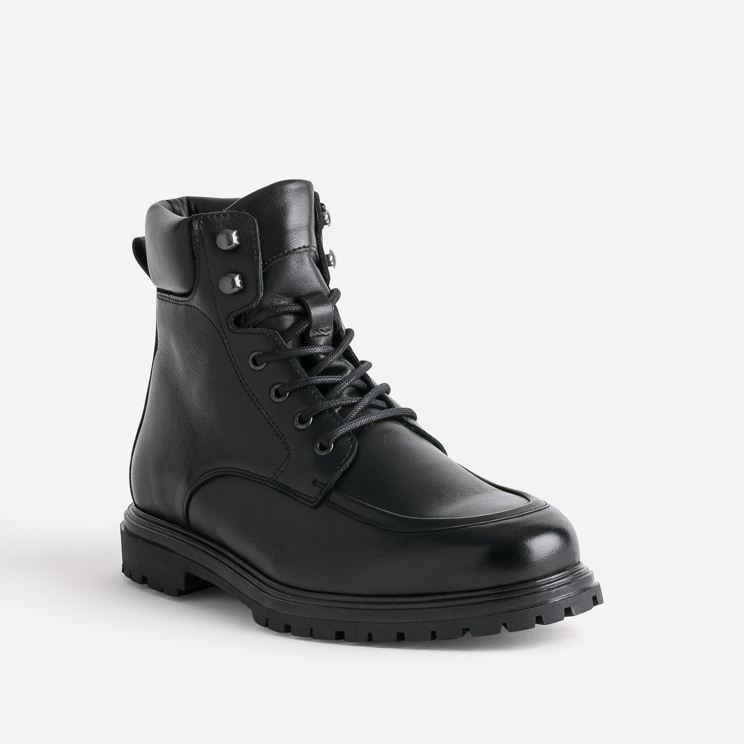 Boots à lacet noir en cuir
