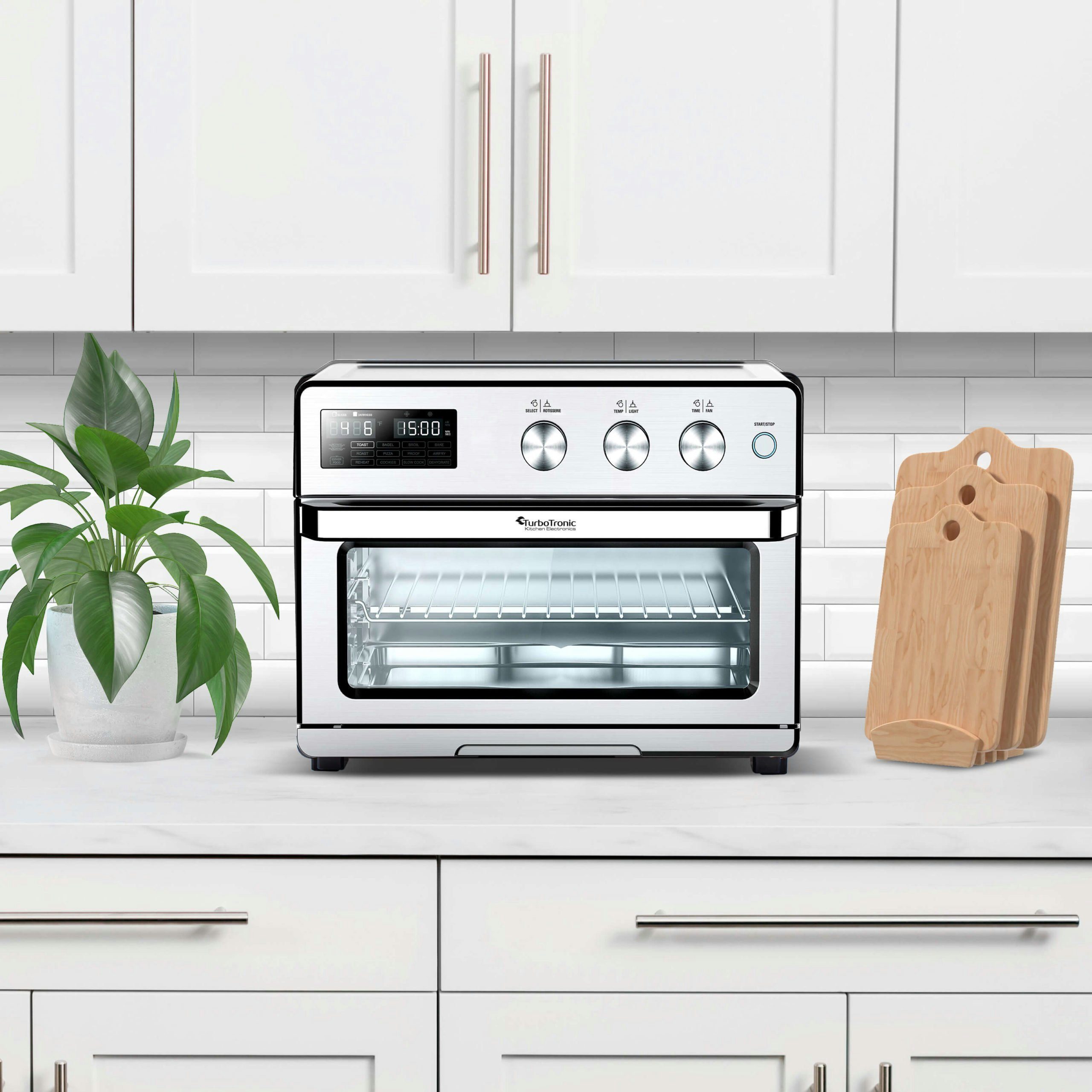 TurboTronic by Z-Line Minibackofen Digitaler Heißluftofen XXL, AF32DRD -32 Liter mit Drehspieß 4in1