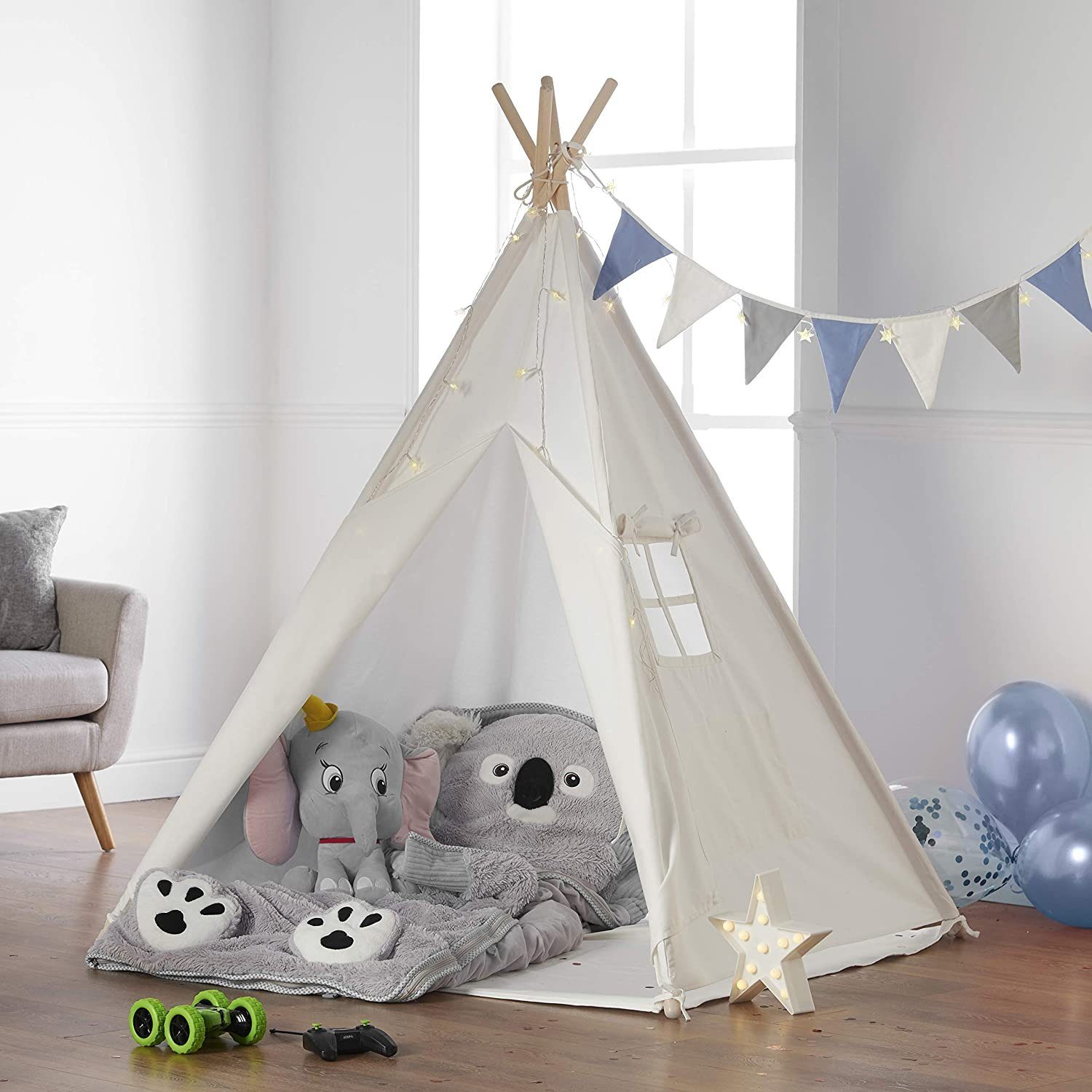 YOLEO Tipi-Zelt Spielzelt Kinderzelt für Kinderzimmer Babyzelt 120x120x130cm, Personen: 2