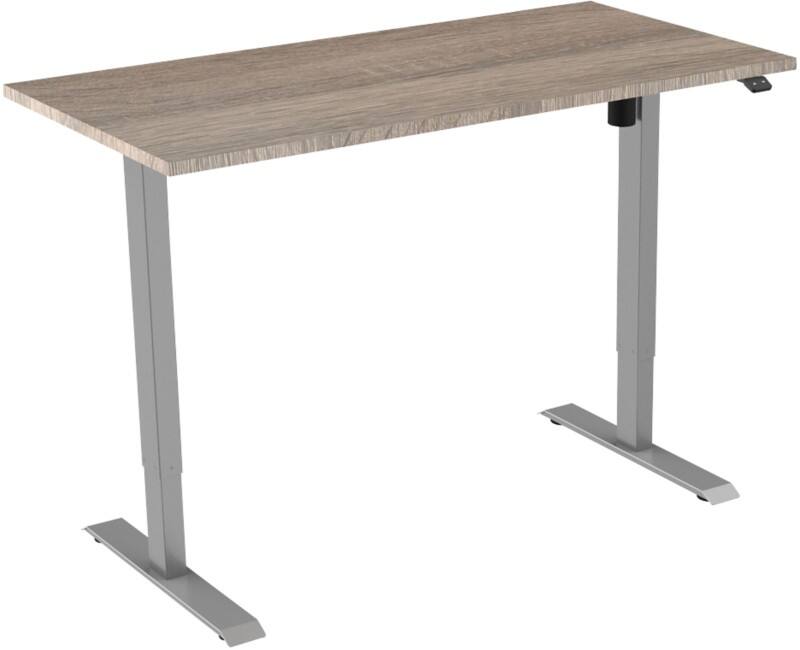 euroseats Robson Rechteckig Elektrisch Höhenverstellbar Sitz-Stehschreibtisch Eiche Silber Grau 1.600 x 800 x 750 - 1.235 mm