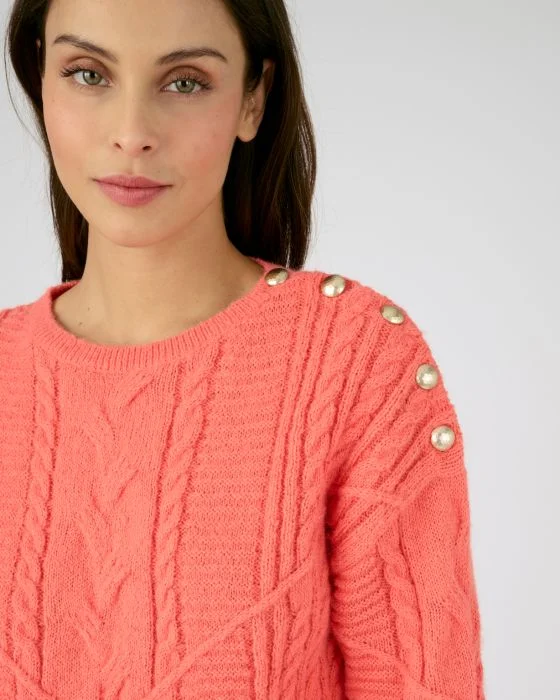 Pull chaud à torsades et boutons Thermolactyl