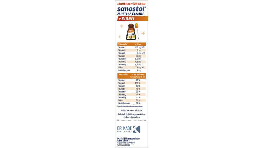 Sanostol Multi-Vitamine ohne Zuckerzusatz 460 ml