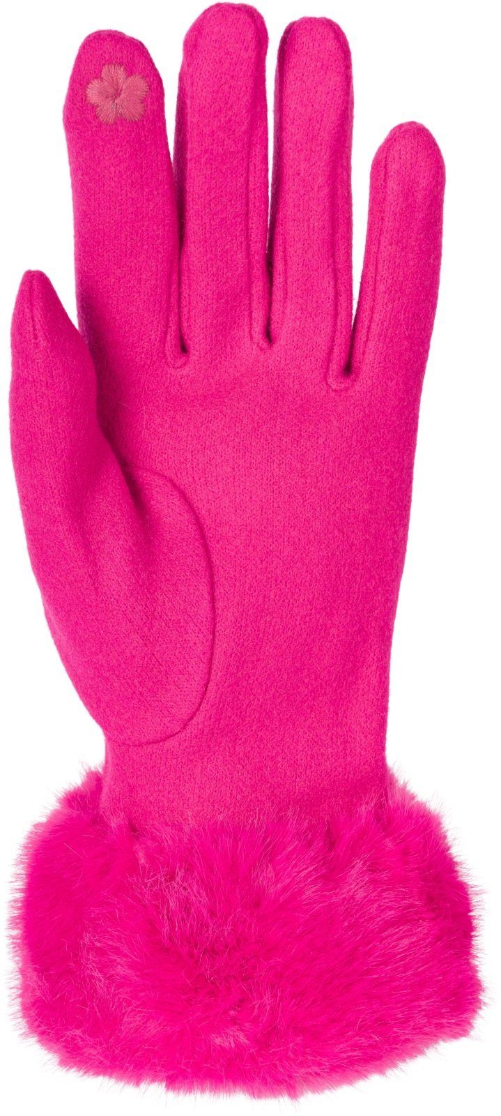 styleBREAKER Fleecehandschuhe Unifarbene Touchscreen Handschuhe mit Kunstfell