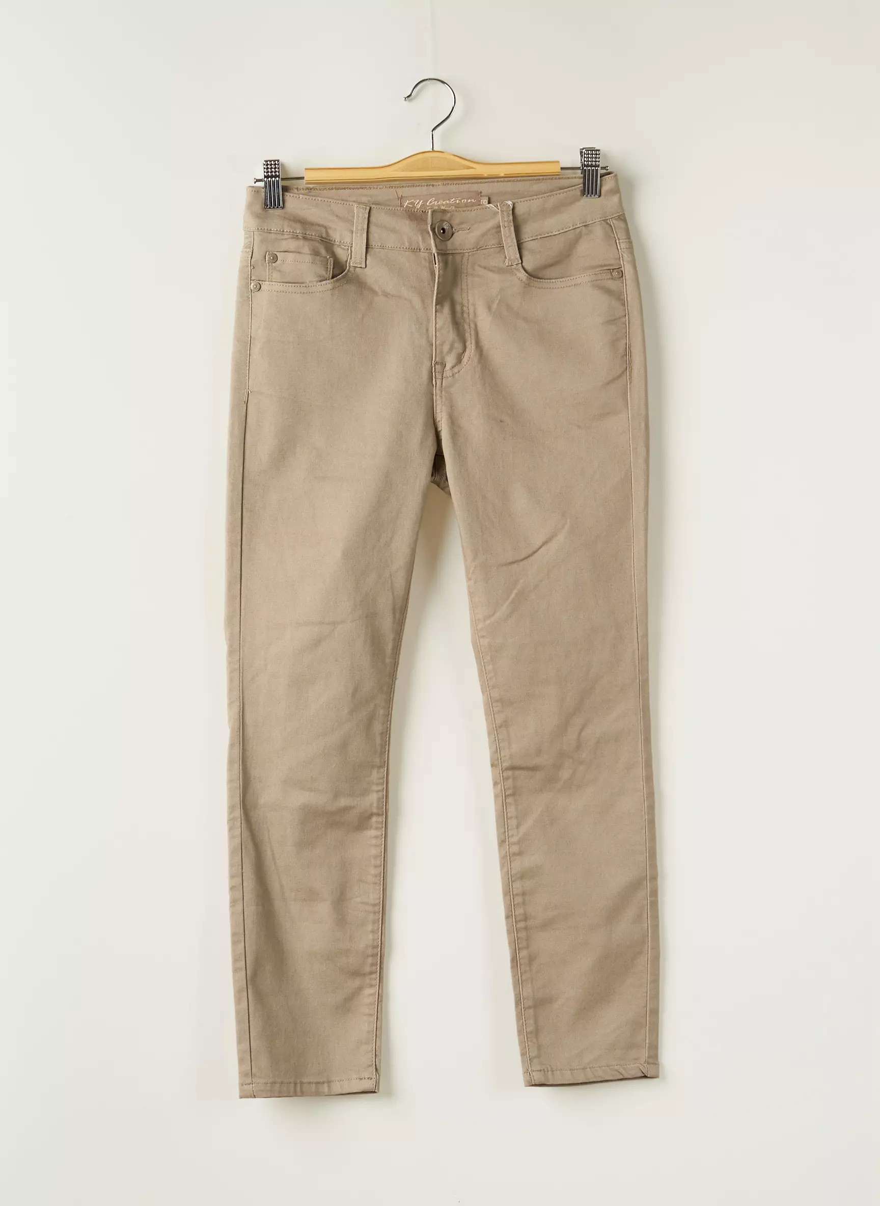 Ky Creation Pantalons Slim Femme couleur beige