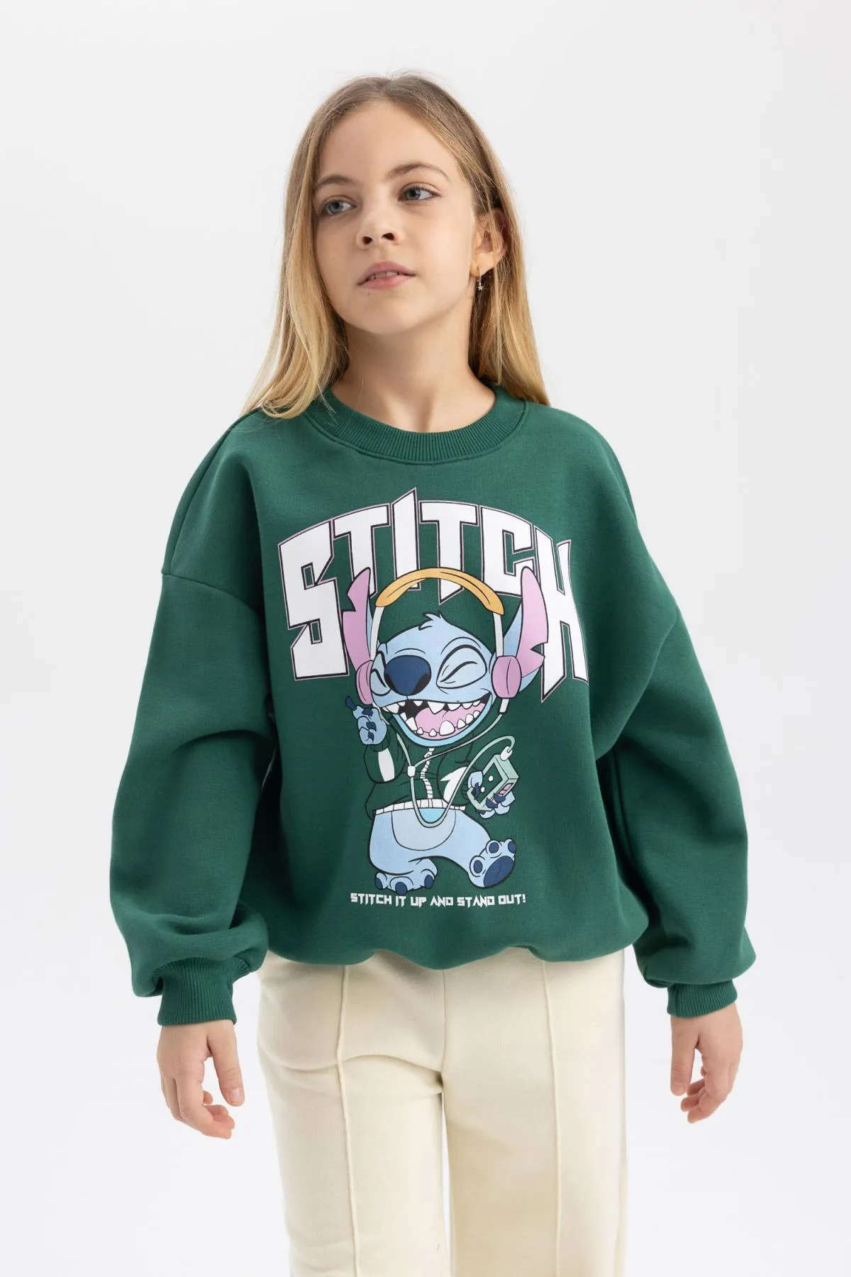 DeFacto  Disney Lilo & Stitch Oversize-Fit-Sweatshirt mit Rundhalsausschnitt für Mädchen