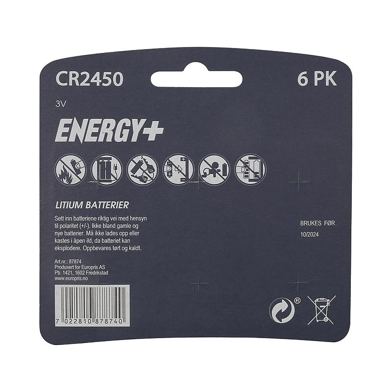 Energy Knappcellebatteri 6-pk, CR2450 Energy
