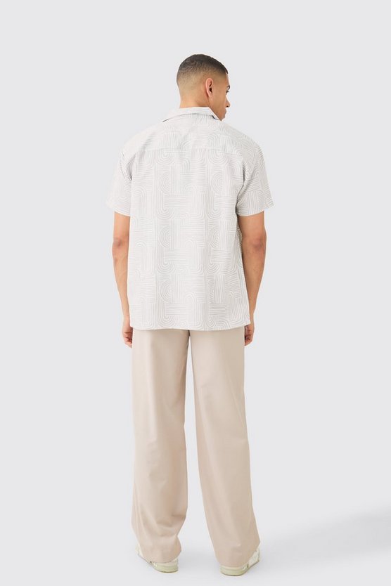 Kurzärmliges Oversize Satin-Hemd