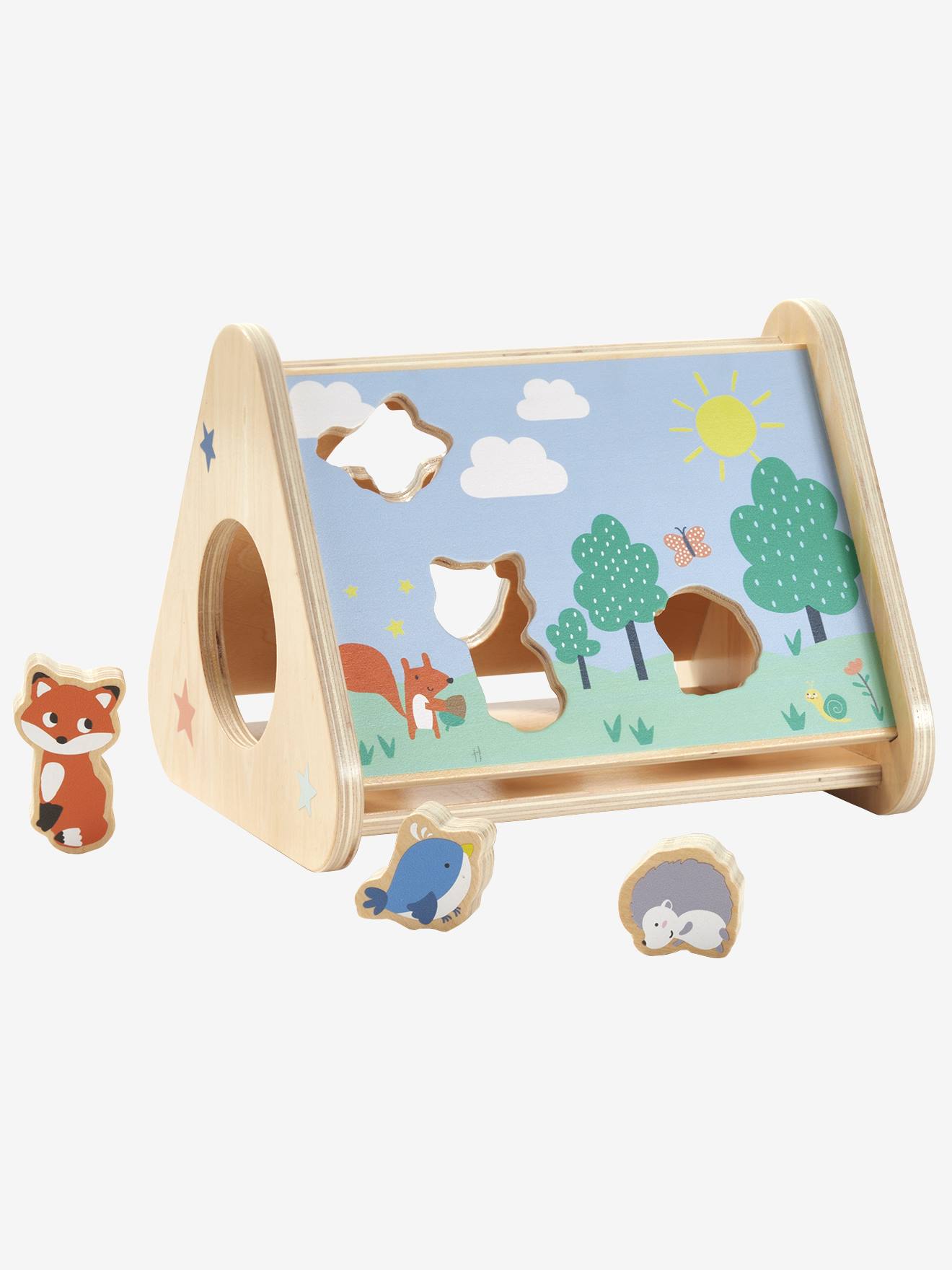 Boîte à formes des animaux en bois FSC® multicolore