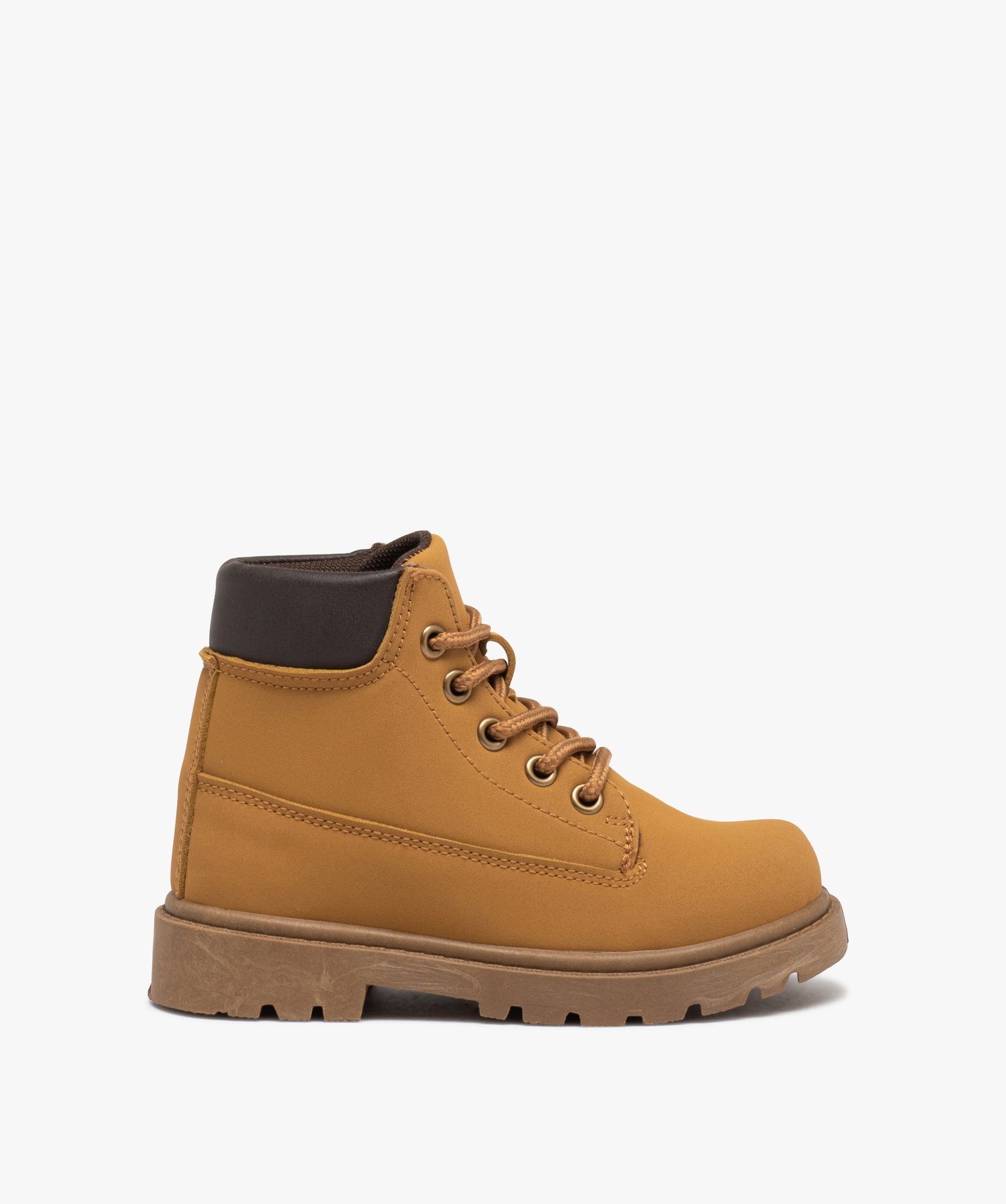 Boots à lacets et semelle crantée du 25 au 30 camel | GEMO