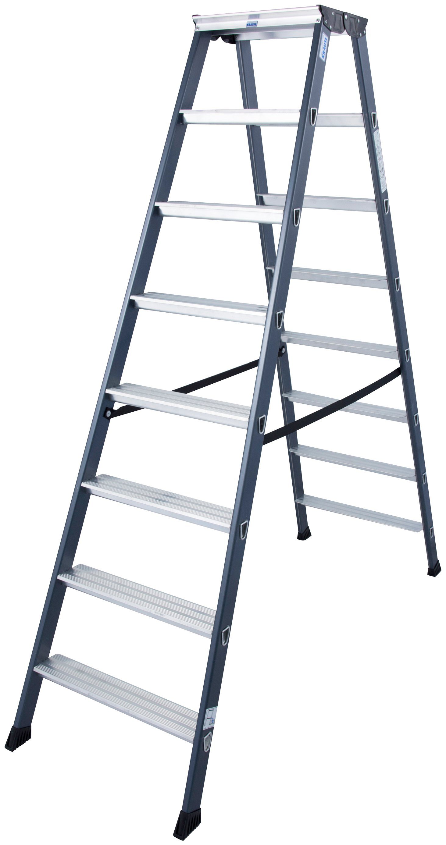 KRAUSE Doppelleiter SePro D, Alu eloxiert, 2x8 Stufen, Arbeitshöe ca. 327 cm