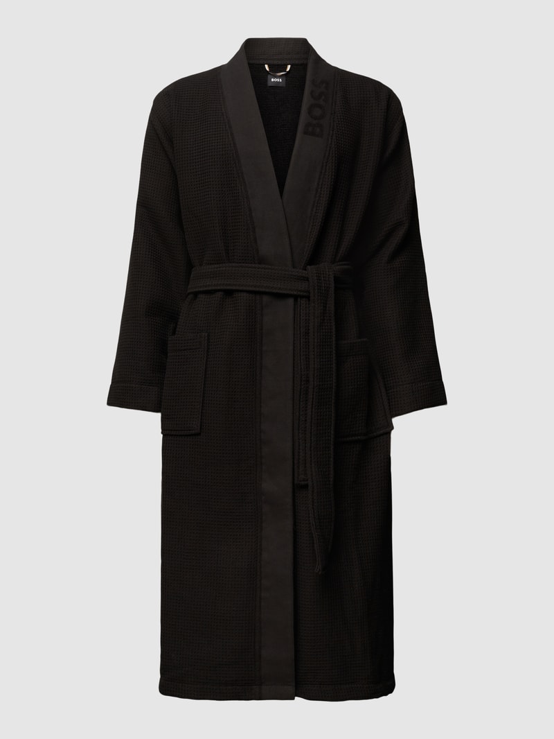 Bademantel mit Strukturmuster Modell 'WAFFLE' in schwarz